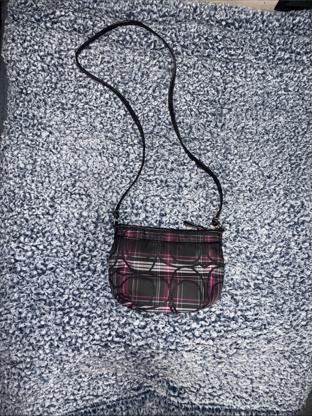 Coach Black and Pink Plaid Crossbody Bag